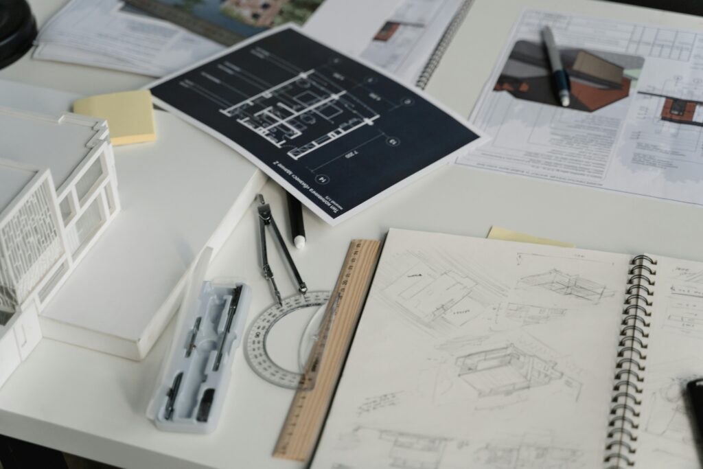 sketches, and architectural tools.